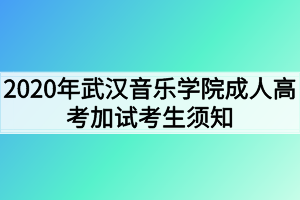 2021年武汉音乐学院成人高考加试考生须知