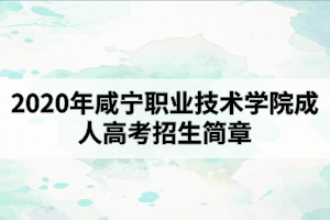 2020年咸宁职业技术学院成人高考招生简章