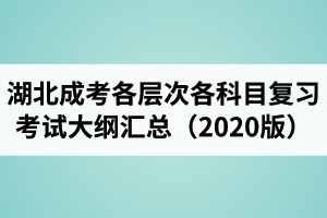 湖北成人高考高起点及专升本各科目复习考试大纲汇总（2021年版）